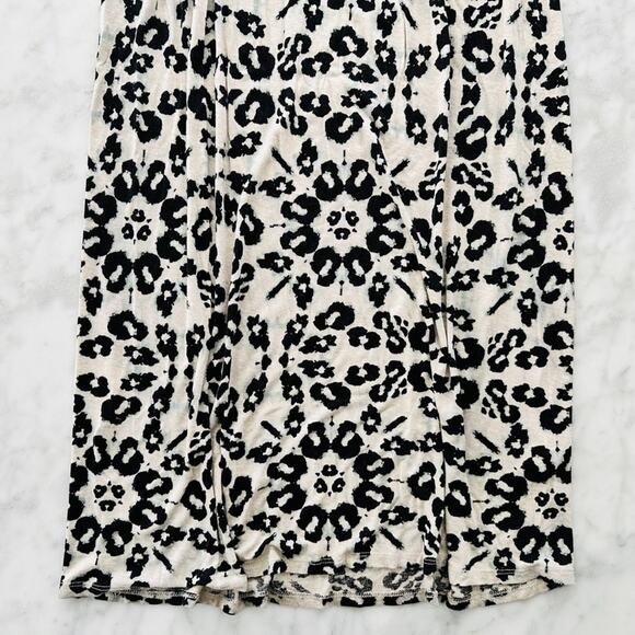 Rebecca Taylor Animal Print Maxi Skirt Rayon Size Small Black White Grey Flowy - Picture 2 of 5